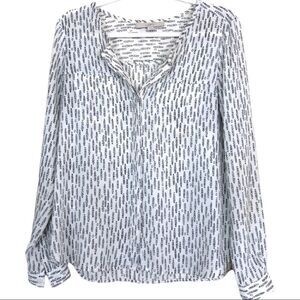 LOFT White Black Button Down Blouse